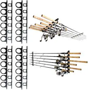 Set of 4 Adaptable 6, 12, 18, or 24-Rod Horizontal Wall-Mount Fishing Pole Holders, Ceiling or Wall Fishing Rod Racks for Garage, Fits Most 0.12" to 0.75" Diameter Rods Set of 4 Adaptable 6, 12, 18, or 24-Rod Horizontal Wall-Mount Fishing Pole Holders, Ceiling or Wall Fishing Rod Racks for Garage, Fits Most 0.12" to 0.75" Diameter Rods