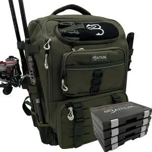 Fishing Backpack, Tackle Bag With Rod Holders, 40L Capacity With Cooler, Rain Cover, Insulated Pocket, 4 Tackle Trays Included- (Green) Fishing Backpack, Tackle Bag With Rod Holders, 40L Capacity With Cooler, Rain Cover, Insulated Pocket, 4 Tackle Trays Included- (Green)