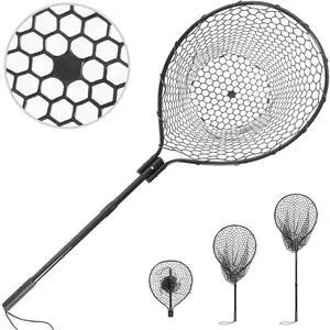 High Strength Large Landing Net - Rubber Fishing Net with Long Telescoping Handle & Soft Rubber Netting, Landing Nets for Fishing, Ideal for Boat, Pier, River Angling High Strength Large Landing Net - Rubber Fishing Net with Long Telescoping Handle & Soft Rubber Netting, Landing Nets for Fishing, Ideal for Boat, Pier, River Angling