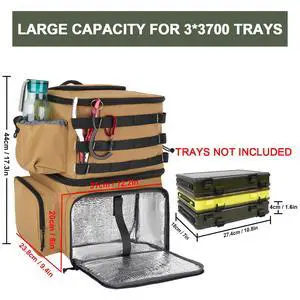 Fishing Backpack, Tackle Storage Bag with Rod Holders & Cooler | Water Resistant Fishing Bag Fits 4 3600 Trays, Large Wide Open Tackle Box Backpack, Gifts for Fishermen Fishing Backpack, Tackle Storage Bag with Rod Holders & Cooler | Water Resistant Fishing Bag Fits 4 3600 Trays, Large Wide Open Tackle Box Backpack, Gifts for Fishermen