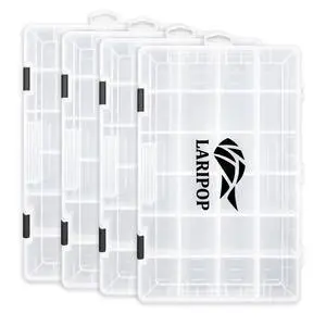 4-Pack 3700 Fishing Tackle Boxes, Clear Plastic Storage Trays with Adjustable Dividers, Organizer for Lures, Hooks, Sinkers, Jigs & Fishing Accessories 4-Pack 3700 Fishing Tackle Boxes, Clear Plastic Storage Trays with Adjustable Dividers, Organizer for Lures, Hooks, Sinkers, Jigs & Fishing Accessories