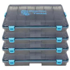 Standard Tackle Trays, Plastic Tackle Box Organizers with Four Secure Latches, Removable Dividers and Semi Transparent Lid for Fishing Storage - 3700 (4-Pack) Standard Tackle Trays, Plastic Tackle Box Organizers with Four Secure Latches, Removable Dividers and Semi Transparent Lid for Fishing Storage - 3700 (4-Pack)