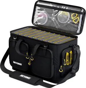 Beyond Fishing Hauler Tackle Bags - Water Resistant With Hard Molded Bottom - Perfect for Fresh Water & Salt Water Fishing Tackle Storage - Holds Tackle Boxes and Fishing Gear Beyond Fishing Hauler Tackle Bags - Water Resistant With Hard Molded Bottom - Perfect for Fresh Water & Salt Water Fishing Tackle Storage - Holds Tackle Boxes and Fishing Gear