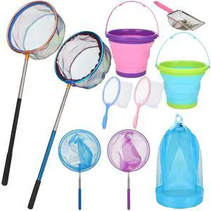 2 Pack Telescopic Kids Fishing Net with Handle, 2 Collapsible Bucket Sand Pail, Stainless Steel Foldable Fishing Net Small Fishing Butterfly Bug Net Beach Shovel with Storage Bag 2 Pack Telescopic Kids Fishing Net with Handle, 2 Collapsible Bucket Sand Pail, Stainless Steel Foldable Fishing Net Small Fishing Butterfly Bug Net Beach Shovel with Storage Bag