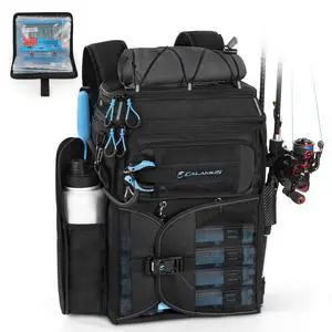 GearMaster Tackle Backpack with Bait Binder, Large Lightweight Water-Resistant Fishing Bag, Rod Holders, Food Storage GearMaster Tackle Backpack with Bait Binder, Large Lightweight Water-Resistant Fishing Bag, Rod Holders, Food Storage