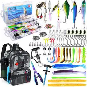 Fishing Backpack with Tackle Boxes and Rod Holder, 24L Fishing Sling Bag with Fishing Lures Kit, Fishing Gear Bag Gifts for Men Women - Gray Camo Backpack Fishing Backpack with Tackle Boxes and Rod Holder, 24L Fishing Sling Bag with Fishing Lures Kit, Fishing Gear Bag Gifts for Men Women - Gray Camo Backpack