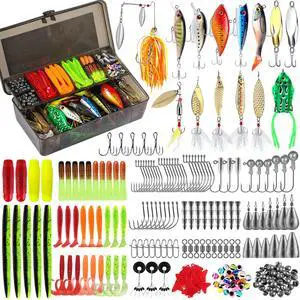 Fishing Lures Fishing Tackle Box Fishing Gifts for Men, Bass, Trout Fishing Accessories Kit for Saltwater & Freshwater Fishing Gear Including Topwater Lures, Hooks, Spinnerbaits Fishing Lures Fishing Tackle Box Fishing Gifts for Men, Bass, Trout Fishing Accessories Kit for Saltwater & Freshwater Fishing Gear Including Topwater Lures, Hooks, Spinnerbaits