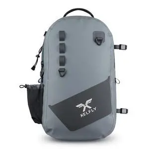 Waterproof Fishing Backpack with Rod Holder, Inflatable Air Valve, Padded Waist Straps & Gear Loops - Submersible Zipper, Rugged Top Handle, Adjustable Attachments (Gray) Waterproof Fishing Backpack with Rod Holder, Inflatable Air Valve, Padded Waist Straps & Gear Loops - Submersible Zipper, Rugged Top Handle, Adjustable Attachments (Gray)