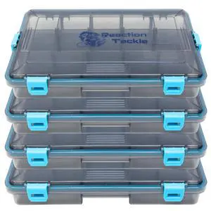 Standard Tackle Trays, Plastic Tackle Box Organizers with Four Secure Latches, Removable Dividers and Semi Transparent Lid for Fishing Storage - 3600 (4-Pack) Standard Tackle Trays, Plastic Tackle Box Organizers with Four Secure Latches, Removable Dividers and Semi Transparent Lid for Fishing Storage - 3600 (4-Pack)