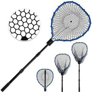 Telescoping Metal Lock Fishing Net Blue Aluminum Alloy Rubber Fish Net - Adjustable Length Lightweight Foldable Large Fishing Net with Handle Collapsible Extendable Fishing Accessories Telescoping Metal Lock Fishing Net Blue Aluminum Alloy Rubber Fish Net - Adjustable Length Lightweight Foldable Large Fishing Net with Handle Collapsible Extendable Fishing Accessories