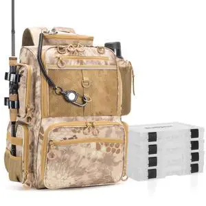 Fishing Tackle Backpack with Rod Holders, Bottle Holder, Storage Bag Store Fishing Gear Fishing Tackle Backpack with Rod Holders, Bottle Holder, Storage Bag Store Fishing Gear