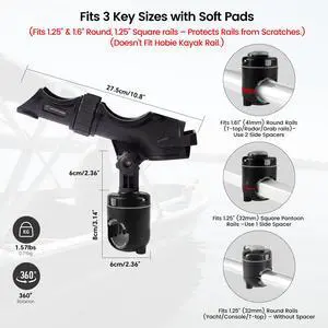 Fishing Rod Holder Universal Fit Kit Allows for 360-degree Adjustment Kayak Fishing Boat Powerlock Rod Holder Fishing Rod Holder Universal Fit Kit Allows for 360-degree Adjustment Kayak Fishing Boat Powerlock Rod Holder