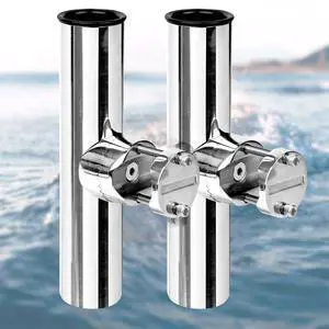 2 Pack Fishing Rod Holders for Boat Rail Mount, Stainless Steel Clamp on Rod Holder for Marine Boat, Fishing Boat, Pontoon, Jon Boat 2 Pack Fishing Rod Holders for Boat Rail Mount, Stainless Steel Clamp on Rod Holder for Marine Boat, Fishing Boat, Pontoon, Jon Boat