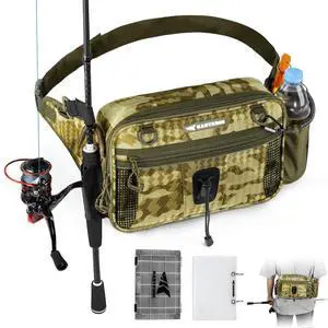 BaitSpace Waist Bag Waterproof Tackle Storage Bag With Adjustable Belt, Fishing Fanny Pack for Men, Soft Bait Organizer, 3600 Utility Box, Rod Holder, Nylon BaitSpace Waist Bag Waterproof Tackle Storage Bag With Adjustable Belt, Fishing Fanny Pack for Men, Soft Bait Organizer, 3600 Utility Box, Rod Holder, Nylon