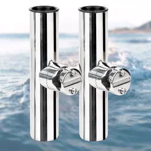 2 Pack Fishing Rod Holders for Boat Rail Mount, Stainless Steel Clamp on Rod Holder for Marine Boat, Fishing Boat, Pontoon, Jon Boat 2 Pack Fishing Rod Holders for Boat Rail Mount, Stainless Steel Clamp on Rod Holder for Marine Boat, Fishing Boat, Pontoon, Jon Boat