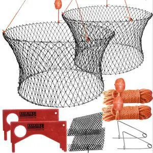 Crab Trap Hoop Net 2 Ring Trap for Pier Dock Jetty Dungeness Rock Blue Crabs with Float, Line Bait Clip and Bag 24" x 20" x 14" Crab Trap Hoop Net 2 Ring Trap for Pier Dock Jetty Dungeness Rock Blue Crabs with Float, Line Bait Clip and Bag 24" x 20" x 14"