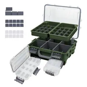 Universal Fishing Tackle Box with Two Small Tackle Tray, Removal Inside Design Waterproof Trunk Storage Box, Thicker Floating Airtight Stowaway, Xmas Surprise Fishing Gifts for Men Women Universal Fishing Tackle Box with Two Small Tackle Tray, Removal Inside Design Waterproof Trunk Storage Box, Thicker Floating Airtight Stowaway, Xmas Surprise Fishing Gifts for Men Women