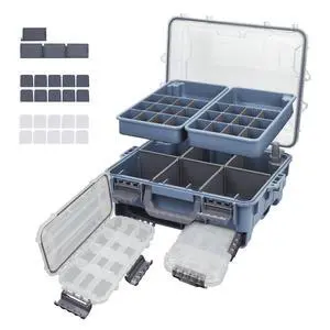 Universal Fishing Tackle Box with Two Small Tackle Tray, Removal Inside Design Waterproof Trunk Storage Box, Thicker Floating Airtight Stowaway, Xmas Surprise Fishing Gifts for Men Women Universal Fishing Tackle Box with Two Small Tackle Tray, Removal Inside Design Waterproof Trunk Storage Box, Thicker Floating Airtight Stowaway, Xmas Surprise Fishing Gifts for Men Women