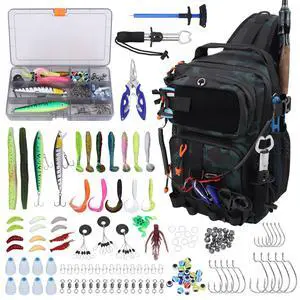 Fishing Backpack with Tackle Boxes,Waterproof Fishing Shoulder Bag for Fishing Gear,Fish Bag with 136 Pcs Fishing Lures Kit,Fish Hook Remover Tool,Fish Lip Gripper,Fishing Plier,Gifts for Men (Green) Fishing Backpack with Tackle Boxes,Waterproof Fishing Shoulder Bag for Fishing Gear,Fish Bag with 136 Pcs Fishing Lures Kit,Fish Hook Remover Tool,Fish Lip Gripper,Fishing Plier,Gifts for Men (Green)