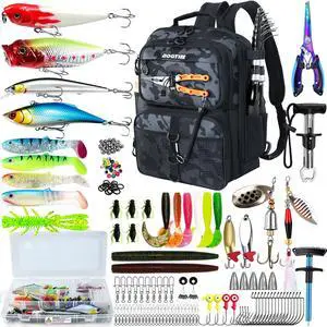 Fishing Backpack with Tackle Boxes & Lures Kit Lightweight 25L Tackle Bag with Fishing Gear and Rod Holder, Fish Gifts for Men Woman-Camo Backpack Fishing Backpack with Tackle Boxes & Lures Kit Lightweight 25L Tackle Bag with Fishing Gear and Rod Holder, Fish Gifts for Men Woman-Camo Backpack