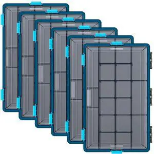 6 Pack Fishing Tackle Boxes Waterproof 3600 and 3700 Tackle Trays with Removable Dividers Plastic Storage Organizer Bait Vault Camouflage Box for Freshwater Saltwater (Blue,3700) 6 Pack Fishing Tackle Boxes Waterproof 3600 and 3700 Tackle Trays with Removable Dividers Plastic Storage Organizer Bait Vault Camouflage Box for Freshwater Saltwater (Blue,3700)