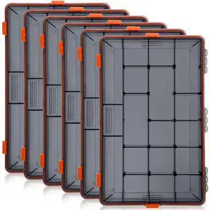 6 Pack Fishing Tackle Boxes Waterproof 3600 and 3700 Tackle Trays with Removable Dividers Plastic Storage Organizer Bait Vault Camouflage Box for Freshwater Saltwater (Orange,3700) 6 Pack Fishing Tackle Boxes Waterproof 3600 and 3700 Tackle Trays with Removable Dividers Plastic Storage Organizer Bait Vault Camouflage Box for Freshwater Saltwater (Orange,3700)