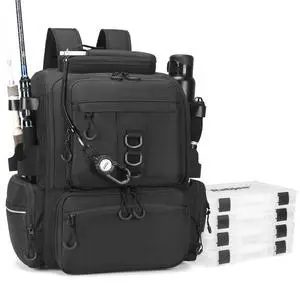 Fishing Tackle Backpack, 45L Storage Waterproof Travel Bag Store Fishing Gear with Insulated Top Pocket Fishing Tackle Backpack, 45L Storage Waterproof Travel Bag Store Fishing Gear with Insulated Top Pocket