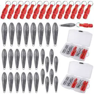 19/21/42 Piece Snap Weight Kit Trolling System Include Trolling Weights Red Clips Bullet/Fish Shape Fishing Weights for Walleye Saltwater Freshwater Fishing 19/21/42 Piece Snap Weight Kit Trolling System Include Trolling Weights Red Clips Bullet/Fish Shape Fishing Weights for Walleye Saltwater Freshwater Fishing