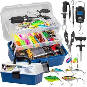400PCS Fishing Lures Accessories Kit with Large 3-Layer Tackle Box Complete Freshwater Bass Fishing Gear Tools Set with Pliers, Fish Scale, Crankbait, Hooks, Weights Gift for Men 400PCS Fishing Lures Accessories Kit with Large 3-Layer Tackle Box Complete Freshwater Bass Fishing Gear Tools Set with Pliers, Fish Scale, Crankbait, Hooks, Weights Gift for Men