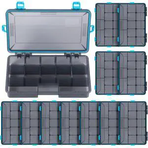 12 Pack Fishing Tackle Boxes Waterproof 3600 and 3700 Tackle Trays with Removable Dividers Plastic Storage Organizer Bait Vault Camouflage Box for Freshwater Saltwater (Blue,3600) 12 Pack Fishing Tackle Boxes Waterproof 3600 and 3700 Tackle Trays with Removable Dividers Plastic Storage Organizer Bait Vault Camouflage Box for Freshwater Saltwater (Blue,3600)