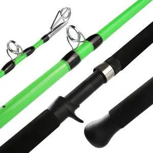 8' Glow Catfish Rod, Medium Heavy 2-Piece, 10-65 lb | S-glass carbon blank, glow-in-dark finish, EVA grip and stainless guides for night catfishing with 10-65 lb line 8' Glow Catfish Rod, Medium Heavy 2-Piece, 10-65 lb | S-glass carbon blank, glow-in-dark finish, EVA grip and stainless guides for night catfishing with 10-65 lb line