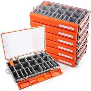 6 Pack 3600 Fishing Tackle Boxes Waterproof, High-vis Orange Lure Organizer Trays with Removable Dividers, Airtight Bait Storage Case for Bass Fishing Backpacks & Kayak Gear Accessories 6 Pack 3600 Fishing Tackle Boxes Waterproof, High-vis Orange Lure Organizer Trays with Removable Dividers, Airtight Bait Storage Case for Bass Fishing Backpacks & Kayak Gear Accessories