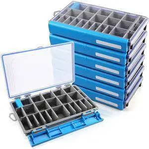 6 Pack 3600 Fishing Tackle Boxes Waterproof, High-vis Blue Lure Organizer Trays with Removable Dividers, Airtight Bait Storage Case for Bass Fishing Backpacks & Kayak Gear Accessories 6 Pack 3600 Fishing Tackle Boxes Waterproof, High-vis Blue Lure Organizer Trays with Removable Dividers, Airtight Bait Storage Case for Bass Fishing Backpacks & Kayak Gear Accessories