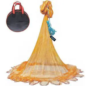 Nylon Multfilament Cast Net, 4FT/6FT/8FT/10FT/12FT American Style Hand Throwing Fishing Net with Zinc Plated Weights for Saltwater and Freshwater Nylon Multfilament Cast Net, 4FT/6FT/8FT/10FT/12FT American Style Hand Throwing Fishing Net with Zinc Plated Weights for Saltwater and Freshwater