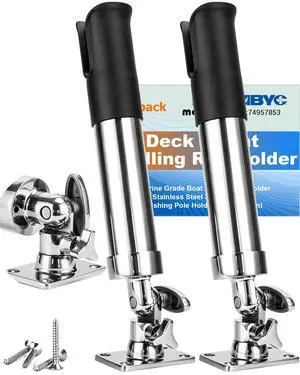 2-Pack Stainless Steel Fishing Rod Holder | 360° Rotating Deck Mount | 1.8" Rod Compatibility | Trolling Rod Holder for Boats, Yachts & Kayaks 2-Pack Stainless Steel Fishing Rod Holder | 360° Rotating Deck Mount | 1.8" Rod Compatibility | Trolling Rod Holder for Boats, Yachts & Kayaks