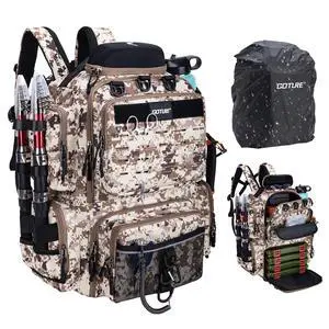 Fishing Backpack, 900D Water-Resistant Tackle Backpack with Rod Holders, Hard Sunglasses Case, 45L Large Storage Gear Tackle Bag with Rain Cover, Bottle Holder for Travel Camping Hiking Fishing Backpack, 900D Water-Resistant Tackle Backpack with Rod Holders, Hard Sunglasses Case, 45L Large Storage Gear Tackle Bag with Rain Cover, Bottle Holder for Travel Camping Hiking