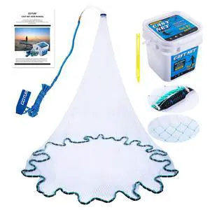 American Fishing Cast Net Saltwater Freshwater,3/8in Mesh Size Casting Net for Bait Fish Shrimp Trap,Heavy Duty Sinkers Dual Color Double Selvage,3ft-12ft Radius Throw Cast Net with Needle American Fishing Cast Net Saltwater Freshwater,3/8in Mesh Size Casting Net for Bait Fish Shrimp Trap,Heavy Duty Sinkers Dual Color Double Selvage,3ft-12ft Radius Throw Cast Net with Needle