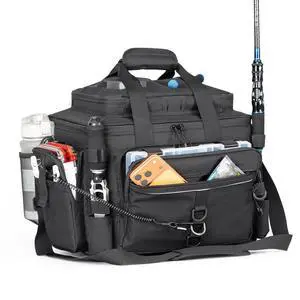 Fishing Tackle Bag with Rod Holders & Cooler Main Compartment Large Capacity Fishing Bag for Organized Gear Storage Fishing Tackle Bag with Rod Holders & Cooler Main Compartment Large Capacity Fishing Bag for Organized Gear Storage