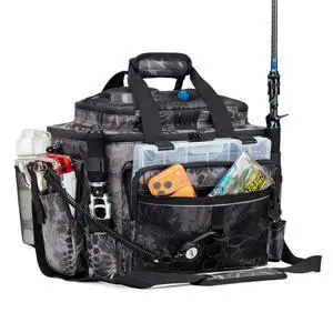 Fishing Tackle Bag with Rod Holders & Cooler Main Compartment Large Capacity Fishing Bag for Organized Gear Storage Fishing Tackle Bag with Rod Holders & Cooler Main Compartment Large Capacity Fishing Bag for Organized Gear Storage