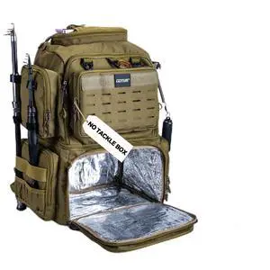 Fishing Backpack, 53L 600D Water-Resistant Insulated Tackle Backpack with Cooler, Rod Holders, 8 Lure Pockets, Rain Cover, Gear Storage Large Fishing Bag for Camping Hiking(Without Tackle Box) Fishing Backpack, 53L 600D Water-Resistant Insulated Tackle Backpack with Cooler, Rod Holders, 8 Lure Pockets, Rain Cover, Gear Storage Large Fishing Bag for Camping Hiking(Without Tackle Box)