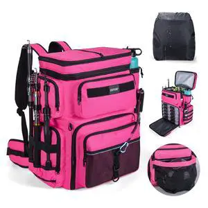 Fishing Backpack with Cooler, 66L 600D Tackle Backpack with 3 Rod Holders, Helmet Holder, Rain Cover, Saltwater Large Fishing Bag for Camping Hiking, Gear Storage Bag, Gifts for Men Fishing Backpack with Cooler, 66L 600D Tackle Backpack with 3 Rod Holders, Helmet Holder, Rain Cover, Saltwater Large Fishing Bag for Camping Hiking, Gear Storage Bag, Gifts for Men
