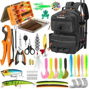 Fishing Backpack with Tackle Boxes, 20L Waterproof Tackle Sling Bag with Lures Kit, Fish Lip Gripper, Pliers, Scissors, Fishing Gifts for Men Women Fishing Backpack with Tackle Boxes, 20L Waterproof Tackle Sling Bag with Lures Kit, Fish Lip Gripper, Pliers, Scissors, Fishing Gifts for Men Women