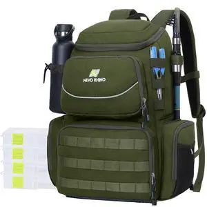Fishing Tackle Backpack with Rod Holders, 40L Large Fishing Bag with Waterproof Rain Cover,Outdoor Tackle Bag Fishing Tackle Backpack with Rod Holders, 40L Large Fishing Bag with Waterproof Rain Cover,Outdoor Tackle Bag