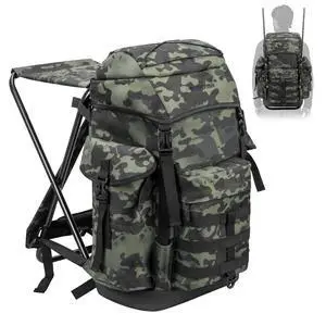Large Capacity Fishing Hunting Backpack Chair with Rod Holder | 35L Tackle Box Backpack with Rod Holders Fishing Storage Bag Portable Stool for Outdoor Fishings, Camping, and Hunting Large Capacity Fishing Hunting Backpack Chair with Rod Holder | 35L Tackle Box Backpack with Rod Holders Fishing Storage Bag Portable Stool for Outdoor Fishings, Camping, and Hunting