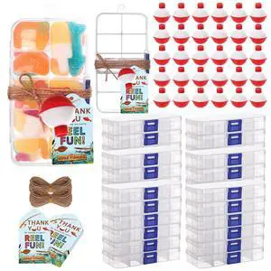 30 Pieces Fishing Party Favors Little Candy Tackle Boxes with Red White Floater Thank You Cards for Making Fishing Themed Birthday Party Decorations (30 PCS) 30 Pieces Fishing Party Favors Little Candy Tackle Boxes with Red White Floater Thank You Cards for Making Fishing Themed Birthday Party Decorations (30 PCS)