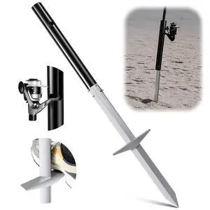 Sand Spikes for Surf Fishing, 2-Stage Sand Spike Rod Holder, Surf Rod Holder with Alumina Sharp Tip and Welded Foot Plate, Stable Fishing-Rod Stand for Beach, Shoreline, River Bank Sand Spikes for Surf Fishing, 2-Stage Sand Spike Rod Holder, Surf Rod Holder with Alumina Sharp Tip and Welded Foot Plate, Stable Fishing-Rod Stand for Beach, Shoreline, River Bank