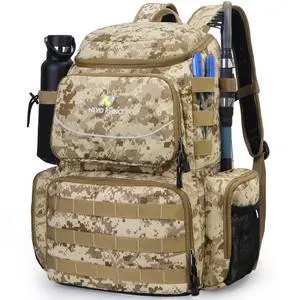 Fishing Tackle Backpack with Rod Holders, 40L Large Fishing Bag with Waterproof Rain Cover,Outdoor Tackle Bag Fishing Tackle Backpack with Rod Holders, 40L Large Fishing Bag with Waterproof Rain Cover,Outdoor Tackle Bag