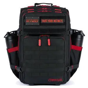 45L Athletic Gym Backpack (Red Wolf) Durable 1000D Waterproof Oxford Material with MOLLE Webbing, Laptop Pocket & Dual Cup Holders, Durable Fitness/Travel/Military Daypack 45L Athletic Gym Backpack (Red Wolf) Durable 1000D Waterproof Oxford Material with MOLLE Webbing, Laptop Pocket & Dual Cup Holders, Durable Fitness/Travel/Military Daypack
