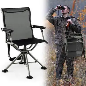 Hunting Chair, 360 Degree Swivel Folding Hunting Seat with Carrying Handle & Duck Feet, Height Adjustable, 400 LBS Silent Hunting Blind Chair for Outdoor Fishing Hunting Chair, 360 Degree Swivel Folding Hunting Seat with Carrying Handle & Duck Feet, Height Adjustable, 400 LBS Silent Hunting Blind Chair for Outdoor Fishing