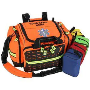 Lightning X Personalized EMT Trauma Bag Large ALS Medical Bag with 6 Color-Coded Pouches, MOLLE Panel, Waterproof Bottom, Reflective EMS Gear, Custom Embroidered Name or Logo | LXMB35 Lightning X Personalized EMT Trauma Bag Large ALS Medical Bag with 6 Color-Coded Pouches, MOLLE Panel, Waterproof Bottom, Reflective EMS Gear, Custom Embroidered Name or Logo | LXMB35